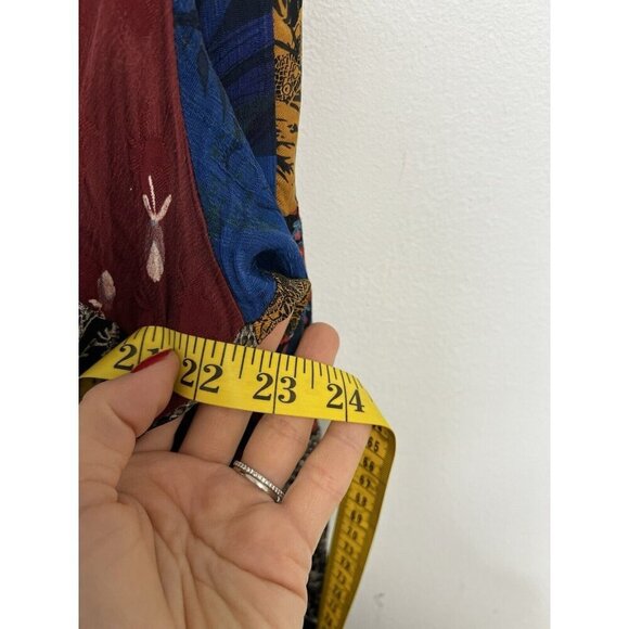 MissWhence Miss Whence Silk Patchwork Pesant Modest Lace Trim Belted Dress 40 - Picture 8 of 11